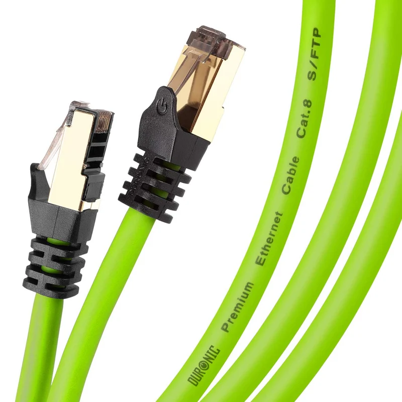 Duronic CAT8 GN 2 m | Cavo di Rete ethernet schermato S/FTP verde | Cavo ethernet Patch superveloce | Supporta fino a 2 GHz / 2000 MHz | Connettori RJ45 | Trasmissione dati 40 gigabit