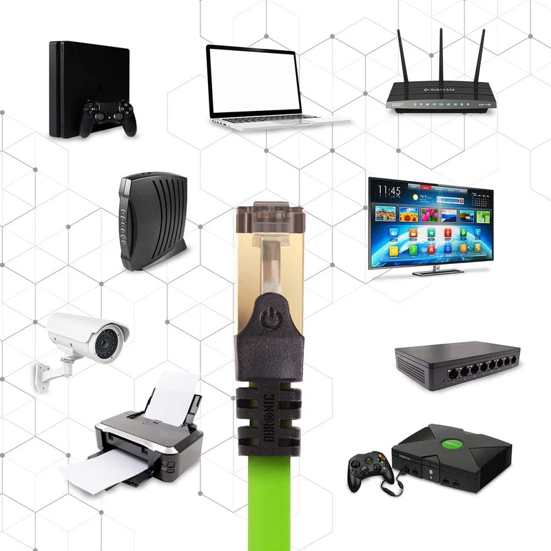 Duronic CAT8 GN 2 m | Cavo di Rete ethernet schermato S/FTP verde | Cavo ethernet Patch superveloce | Supporta fino a 2 GHz / 2000 MHz | Connettori RJ45 | Trasmissione dati 40 gigabit