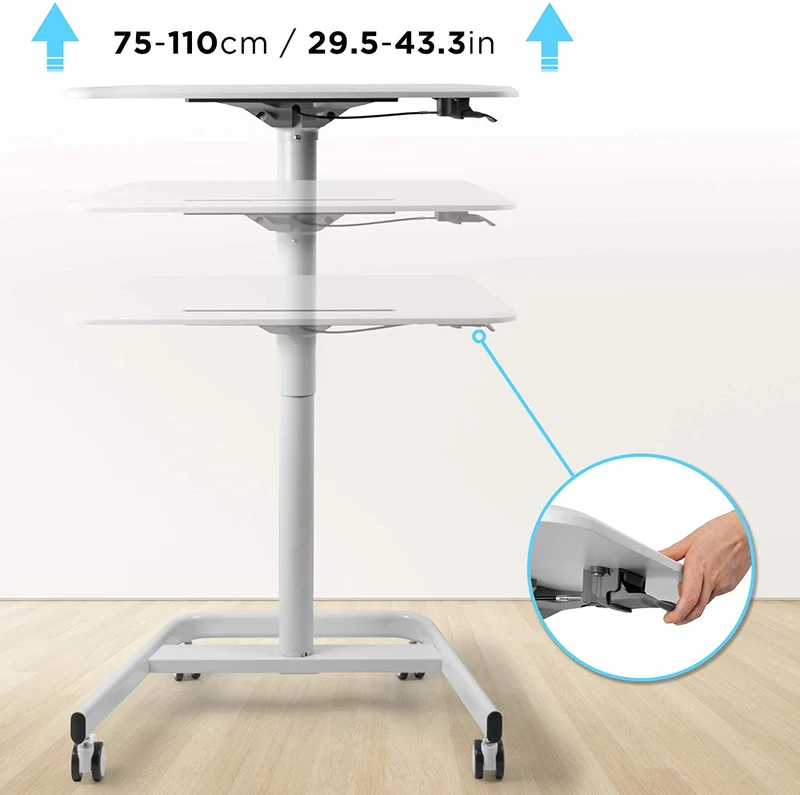 Duronic WPS77 Supporto per proiettore e scrivania ergonomica | Altezza regolabile con maniglia | Piattaforma 71x50 cm | Capacità 15 kg | Tavolo multiuso su ruote | Scrivania portatile per laptop