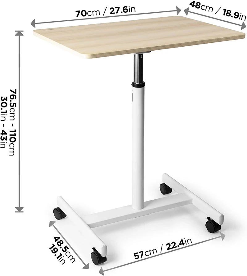 Duronic WPS67 Supporto per proiettore e scrivania ergonomica | Altezza regolabile con maniglia | Piattaforma 70x48 cm | Capacità 30 kg | Tavolo multiuso su ruote | Scrivania portatile per laptop