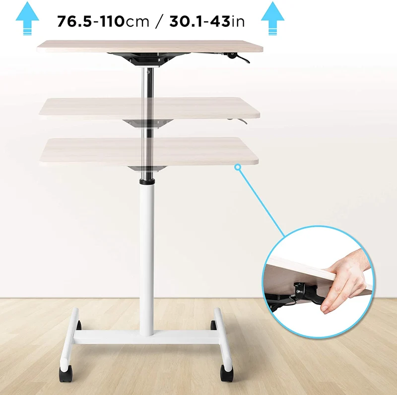 Duronic WPS67 Supporto per proiettore e scrivania ergonomica | Altezza regolabile con maniglia | Piattaforma 70x48 cm | Capacità 30 kg | Tavolo multiuso su ruote | Scrivania portatile per laptop