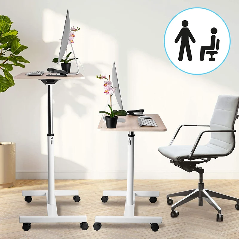 Duronic WPS67 Supporto per proiettore e scrivania ergonomica | Altezza regolabile con maniglia | Piattaforma 70x48 cm | Capacità 30 kg | Tavolo multiuso su ruote | Scrivania portatile per laptop