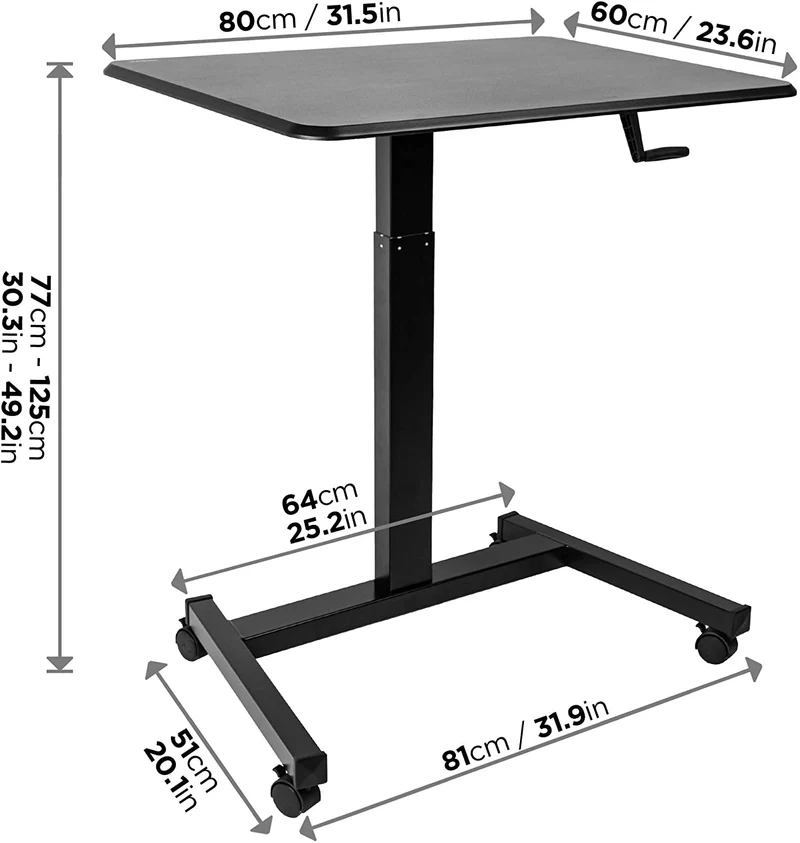 Duronic WPS47 Supporto per proiettore e scrivania ergonomica | Altezza regolabile con maniglia | Piattaforma 80x50 cm | Capacità 30 kg | Tavolo multiuso su ruote | Scrivania portatile per laptop