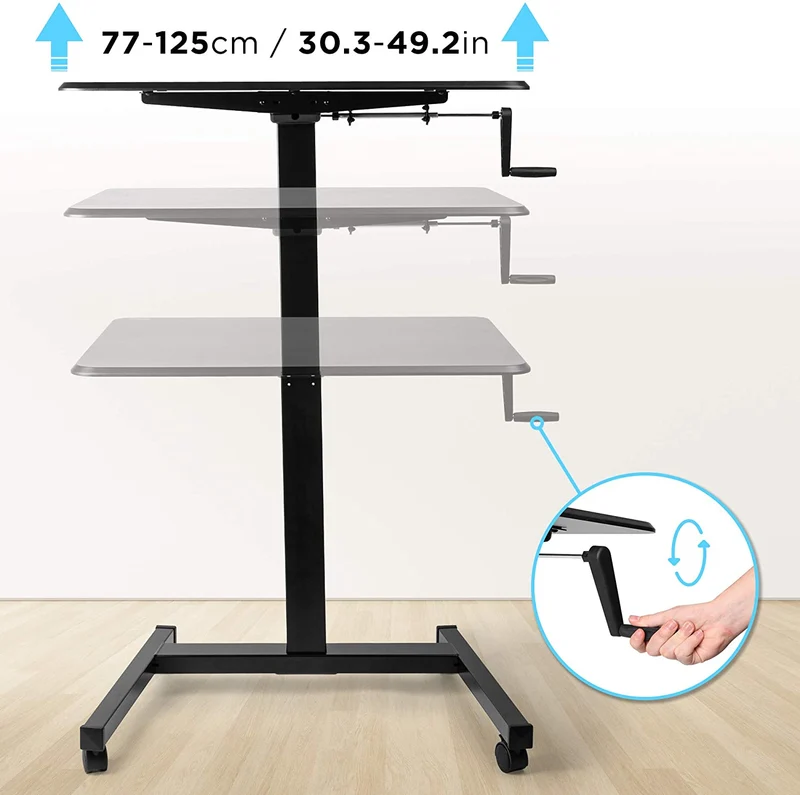 Duronic WPS47 Supporto per proiettore e scrivania ergonomica | Altezza regolabile con maniglia | Piattaforma 80x50 cm | Capacità 30 kg | Tavolo multiuso su ruote | Scrivania portatile per laptop