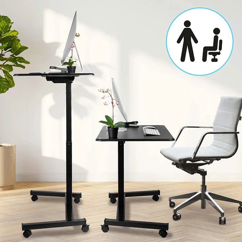 Duronic WPS47 Supporto per proiettore e scrivania ergonomica | Altezza regolabile con maniglia | Piattaforma 80x50 cm | Capacità 30 kg | Tavolo multiuso su ruote | Scrivania portatile per laptop