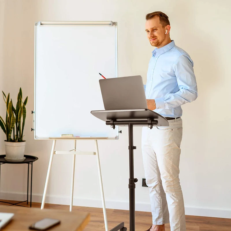 Duronic WPS27 Supporto per proiettore e scrivania ergonomica | Altezza e inclinazione regolabile | Piattaforma 50x40 cm | Capacità 10 kg | Tavolo multiuso su ruote | Scrivania portatile per laptop