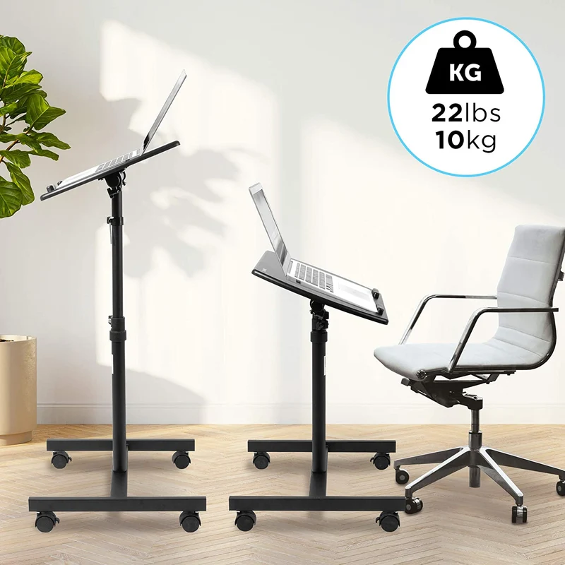 Duronic WPS27 Supporto per proiettore e scrivania ergonomica | Altezza e inclinazione regolabile | Piattaforma 50x40 cm | Capacità 10 kg | Tavolo multiuso su ruote | Scrivania portatile per laptop