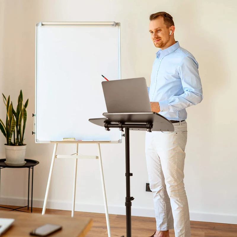 Duronic WPS17 Supporto per proiettore e scrivania ergonomica | Altezza regolabile e inclinazione a 2 vie | Capacità 10 kg | Scrivania mobile per laptop e mouse | Tavolo su ruote per videoproiettore