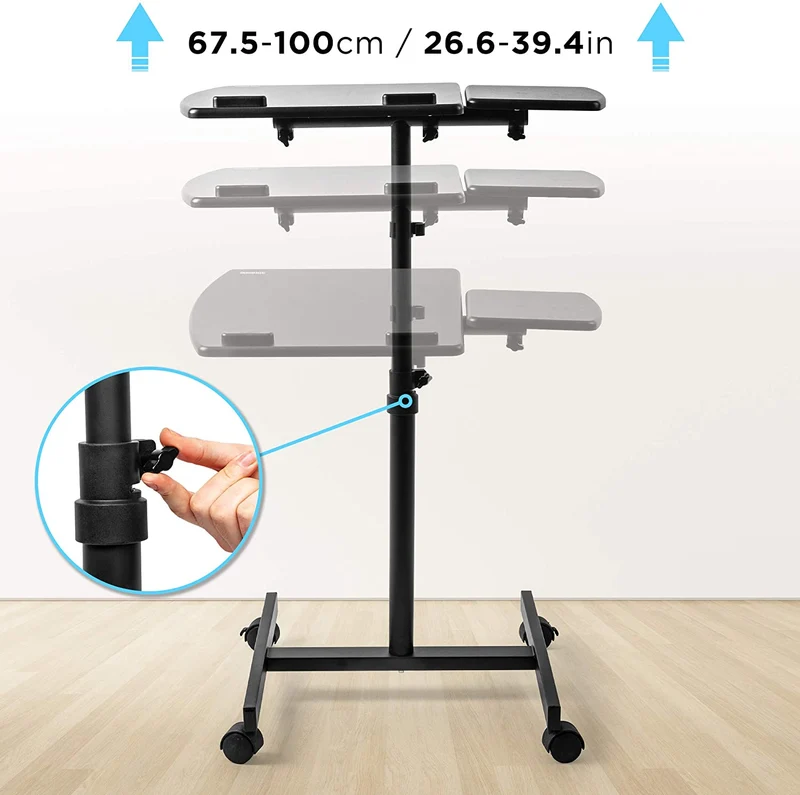 Duronic WPS17 Supporto per proiettore e scrivania ergonomica | Altezza regolabile e inclinazione a 2 vie | Capacità 10 kg | Scrivania mobile per laptop e mouse | Tavolo su ruote per videoproiettore