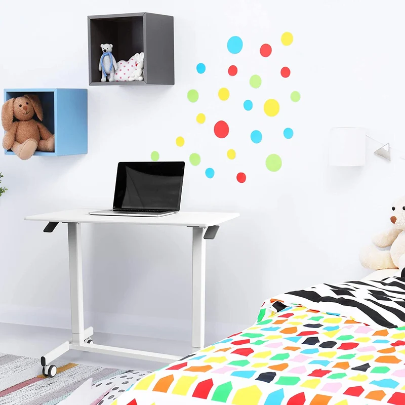 Duronic TM03T Scrivania regolabile | Scrivania ergonomica bianca | Superficie 88x50 cm | Altezza regolabile 73-107 cm | Capacità 15 kg |Tavolo da ufficio multiuso con ruote | Per adulti e bambini