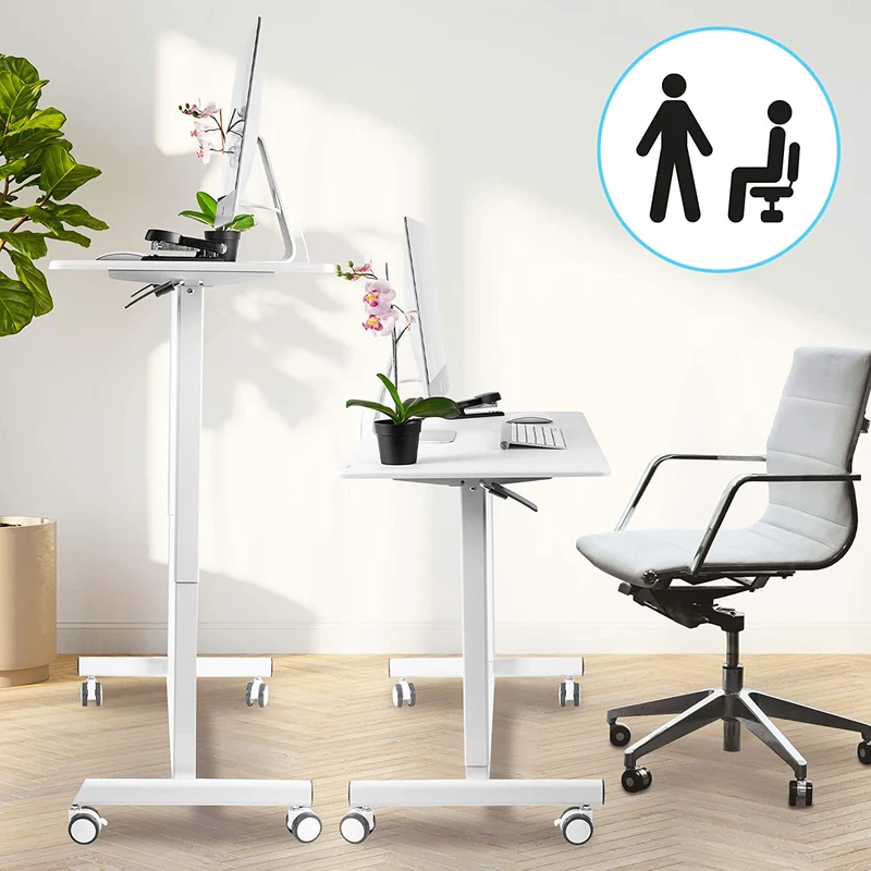 Duronic TM03T Scrivania regolabile | Scrivania ergonomica bianca | Superficie 88x50 cm | Altezza regolabile 73-107 cm | Capacità 15 kg |Tavolo da ufficio multiuso con ruote | Per adulti e bambini