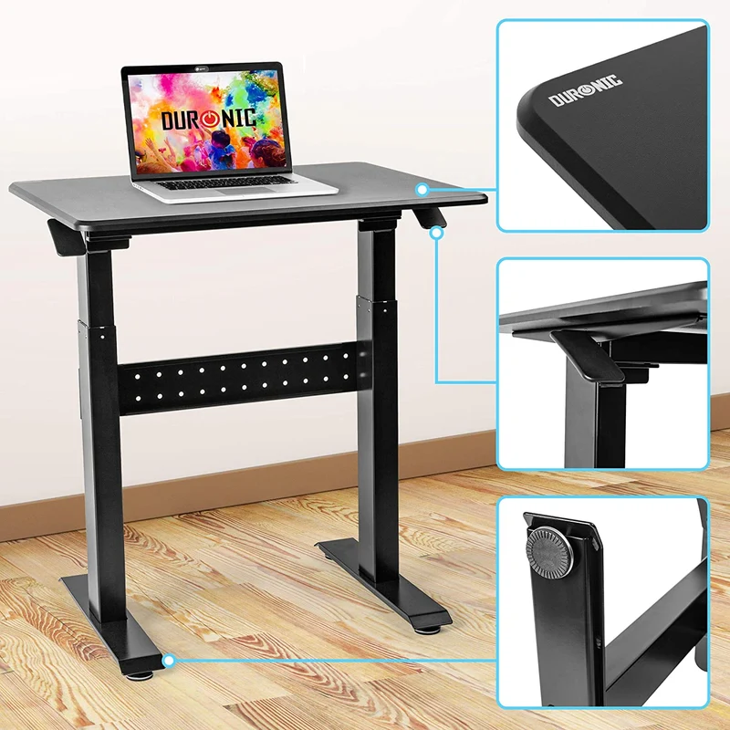 Duronic TM04F Scrivania regolabile | Scrivania ergonomica nera | Superficie 71x56 cm | Altezza regolabile 72-114 cm | Capacità 15 kg |Tavolo multiuso per case e ufficio | Ideale per adulti e bambini