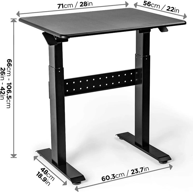 Duronic TM04F Scrivania regolabile | Scrivania ergonomica nera | Superficie 71x56 cm | Altezza regolabile 72-114 cm | Capacità 15 kg |Tavolo multiuso per case e ufficio | Ideale per adulti e bambini