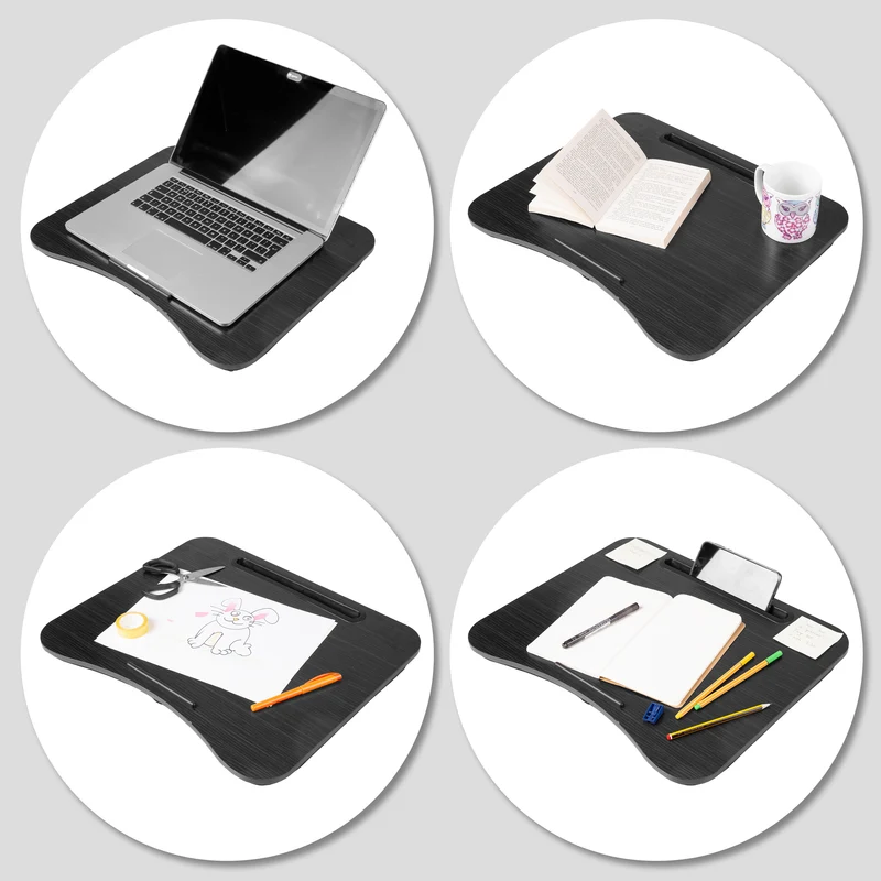 Duronic DML432 Supporto Laptop con imbottitura | Piattaforma Tablet con cuscino e maniglia integrata | Scrivania portatile | Vassoio ergonomico per letto, divano e auto