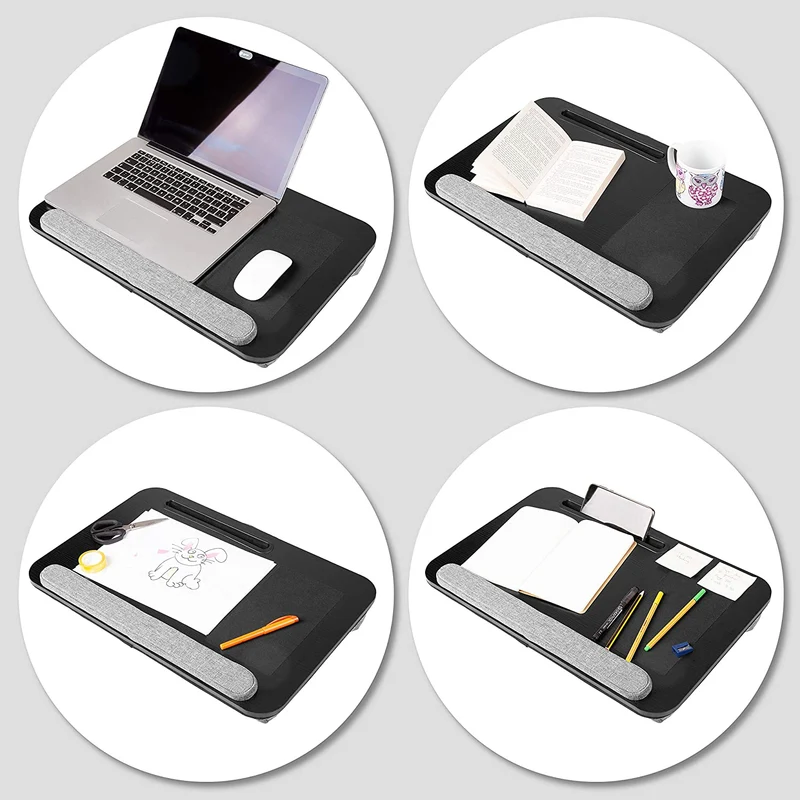 Duronic DML433 Supporto Laptop con imbottitura | Piattaforma Tablet con cuscino e maniglia integrata | Scrivania portatile | Vassoio ergonomico per letto, divano e auto