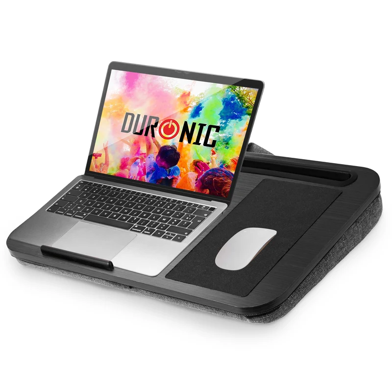 Duronic DML422 Supporto Laptop con imbottitura | Piattaforma Tablet con cuscino e maniglia integrata | Scrivania portatile | Vassoio ergonomico per letto, divano e auto