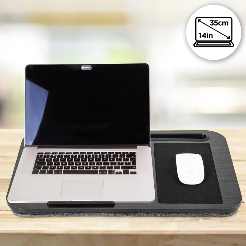 Duronic DML422 Supporto Laptop con imbottitura | Piattaforma Tablet con cuscino e maniglia integrata | Scrivania portatile | Vassoio ergonomico per letto, divano e auto
