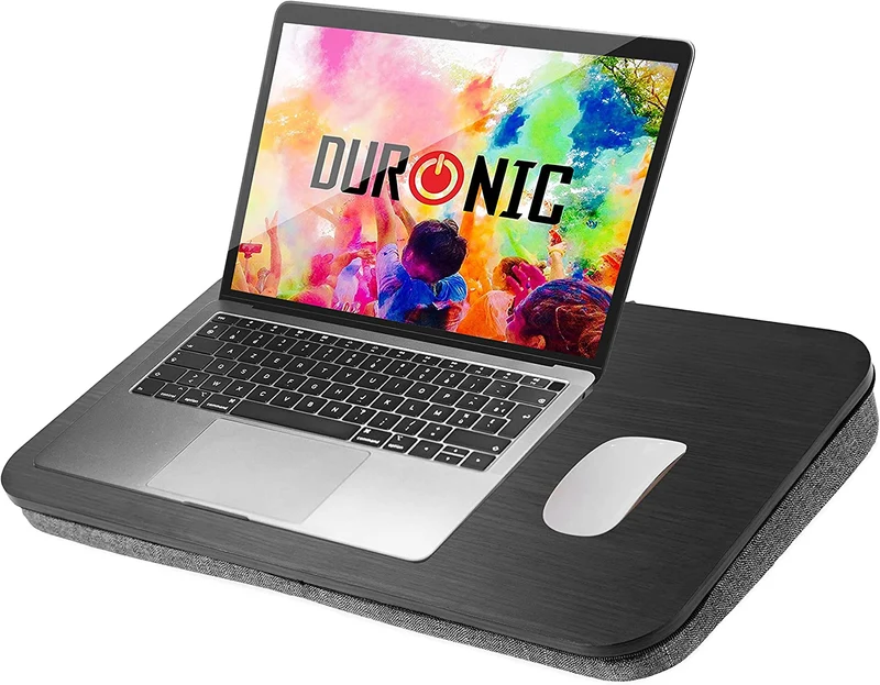 Duronic DML412 Supporto Laptop con imbottitura | Piattaforma Tablet con cuscino e maniglia integrata | Scrivania portatile | Vassoio ergonomico per letto, divano e auto