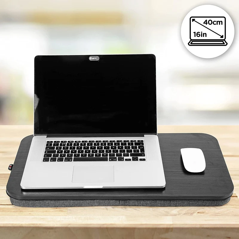 Duronic DML412 Supporto Laptop con imbottitura | Piattaforma Tablet con cuscino e maniglia integrata | Scrivania portatile | Vassoio ergonomico per letto, divano e auto