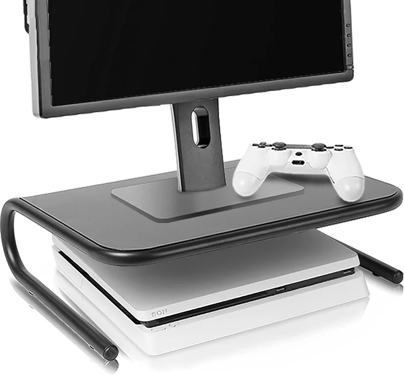Duronic DM071 Supporto monitor | Supporto Laptop per scrivania 24 x 35 cm | Mobile per schermo capacità fino a 10 kg | Rialzo ergonomico per schermo Nootebook e stampante | Piattaforma nero