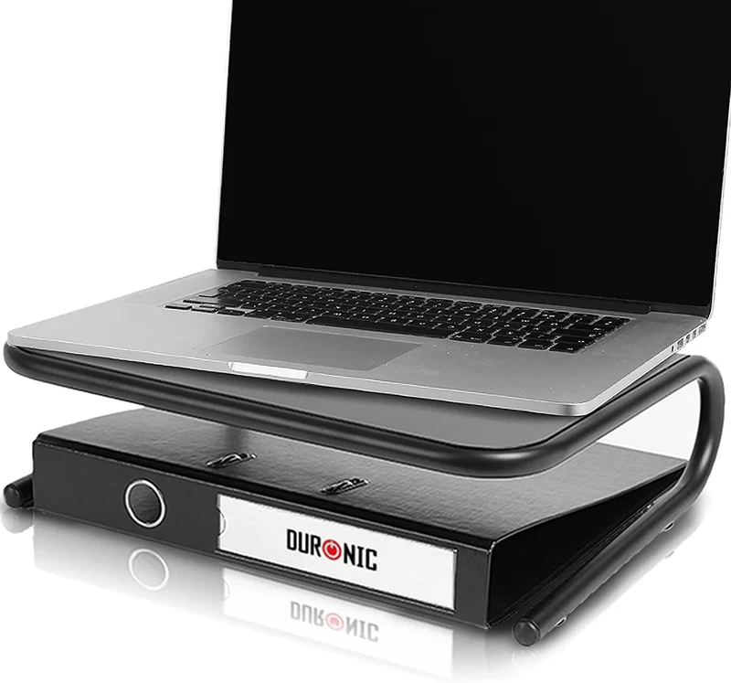 Duronic DM071 Supporto monitor | Supporto Laptop per scrivania 24 x 35 cm | Mobile per schermo capacità fino a 10 kg | Rialzo ergonomico per schermo Nootebook e stampante | Piattaforma nero