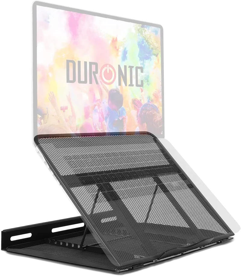 Duronic DM074 Supporto per notebook | 9 Impostazioni di altezza | Capacità 10 kg | Dimensioni 37cm x 24 cm | Piattaforma per Laptop Tablet Libri e Spartiti | Ergonomico e ventilato | Universale