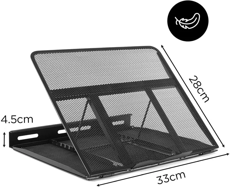 Duronic DM074 Supporto per notebook | 9 Impostazioni di altezza | Capacità 10 kg | Dimensioni 37cm x 24 cm | Piattaforma per Laptop Tablet Libri e Spartiti | Ergonomico e ventilato | Universale