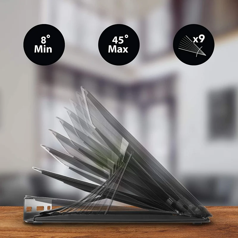 Duronic DM074 Supporto per notebook | 9 Impostazioni di altezza | Capacità 10 kg | Dimensioni 37cm x 24 cm | Piattaforma per Laptop Tablet Libri e Spartiti | Ergonomico e ventilato | Universale