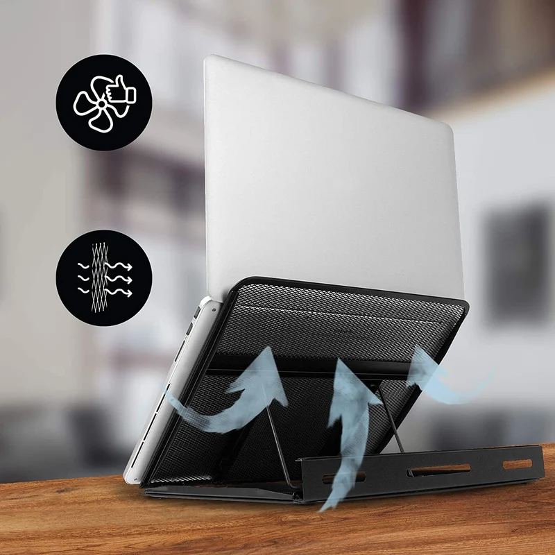 Duronic DM074 Supporto per notebook | 9 Impostazioni di altezza | Capacità 10 kg | Dimensioni 37cm x 24 cm | Piattaforma per Laptop Tablet Libri e Spartiti | Ergonomico e ventilato | Universale