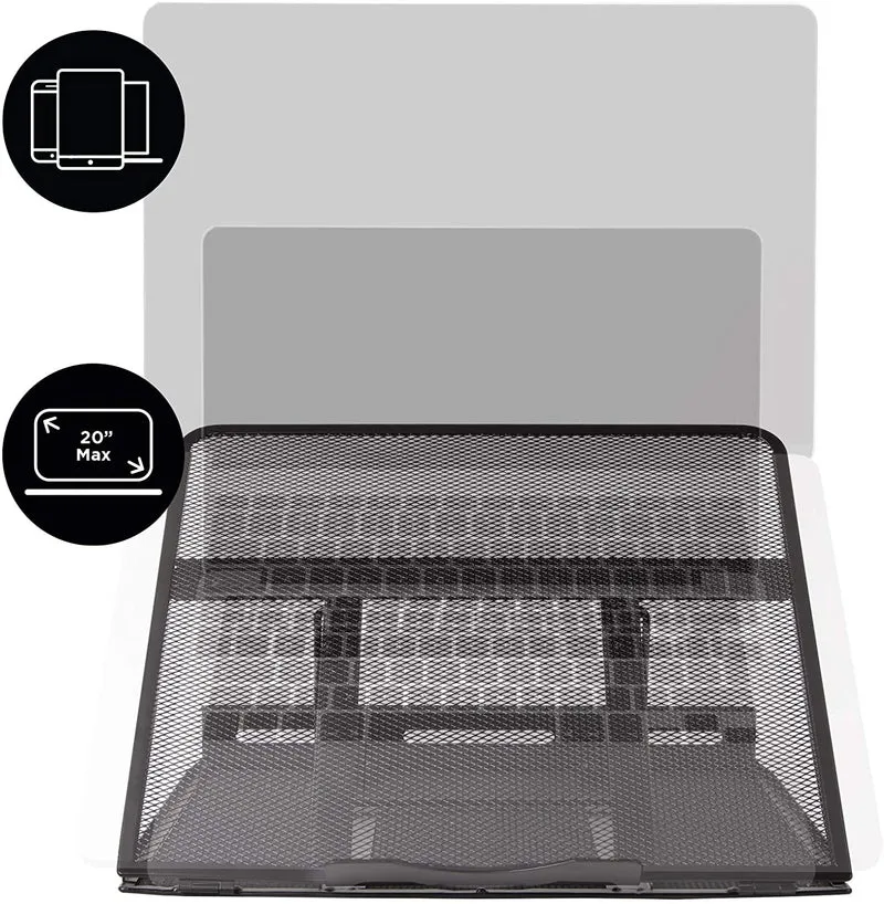 Duronic DM074 Supporto per notebook | 9 Impostazioni di altezza | Capacità 10 kg | Dimensioni 37cm x 24 cm | Piattaforma per Laptop Tablet Libri e Spartiti | Ergonomico e ventilato | Universale