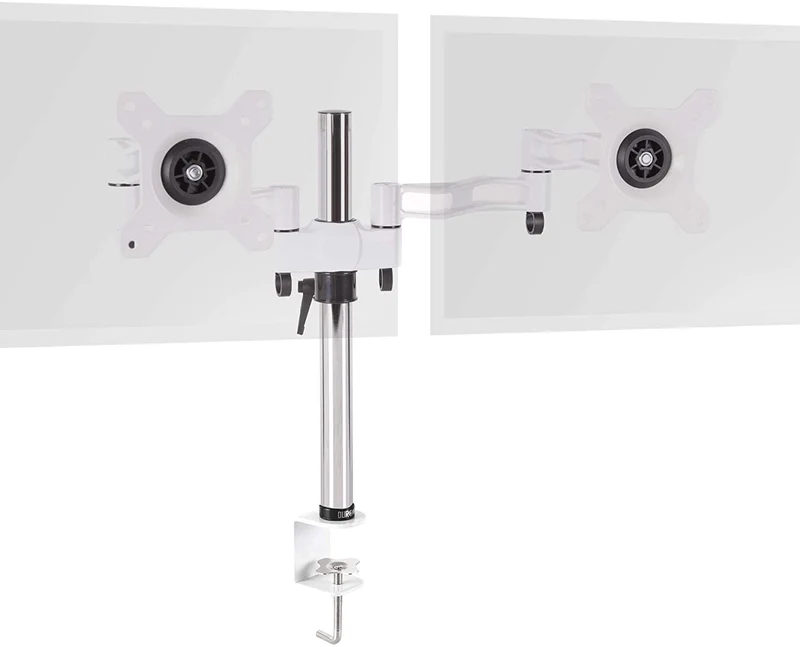 Duronic DM352 WE Braccio per 2 monitor da 13 a 27 pollici | Supporto schermi doppio | Inclinazione e altezza regolabile | VESA 75 100 | Supporto monitor ergonomico doppio articolato per PC bianco
