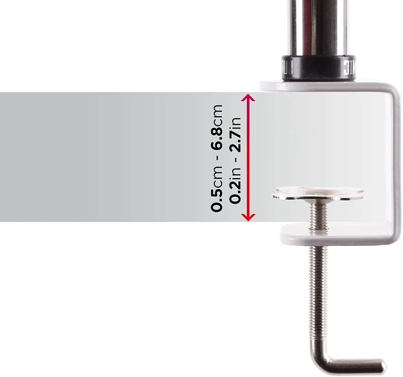 Duronic DM252 WE Supporto Monitor doppio per 2 schermi da 13-27 pollici, Braccio monitor PC ergonomico fino 8kg, VESA 75/100, regolabile altezza inclinazione girevole, per ufficio casa scuola, bianco