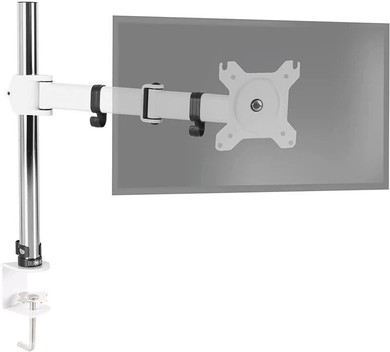 Duronic DM251X3 WE Braccio per un monitor da 13 a 27 pollici | Supporto per schermo singolo | Inclinazione e altezza regolabile | VESA 75 100 | Supporto monitor ergonomico articolato per PC e morsetto