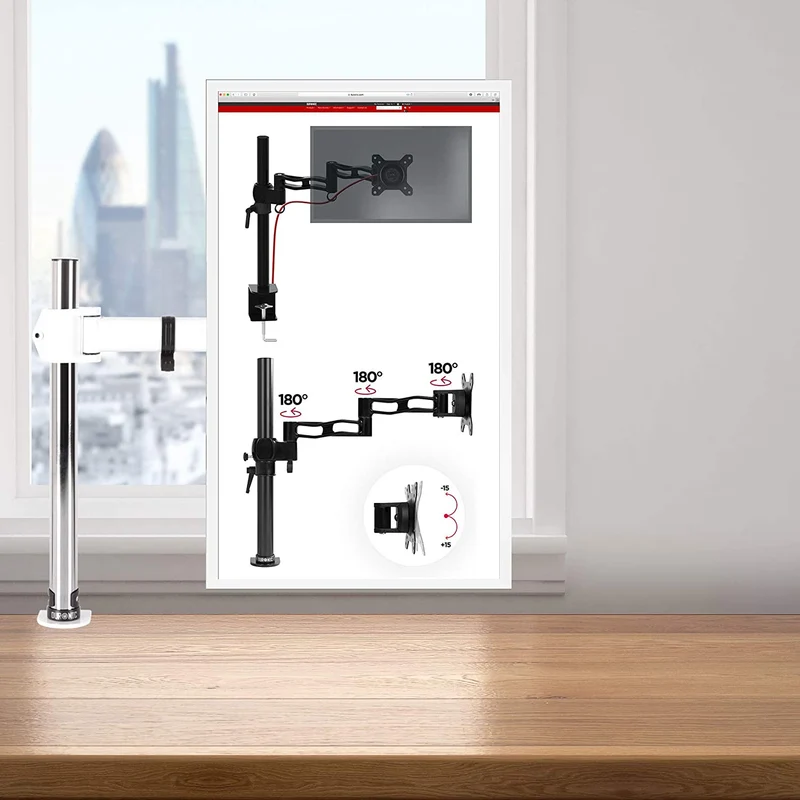 Duronic DM251X3 WE Braccio per un monitor da 13 a 27 pollici | Supporto per schermo singolo | Inclinazione e altezza regolabile | VESA 75 100 | Supporto monitor ergonomico articolato per PC e morsetto