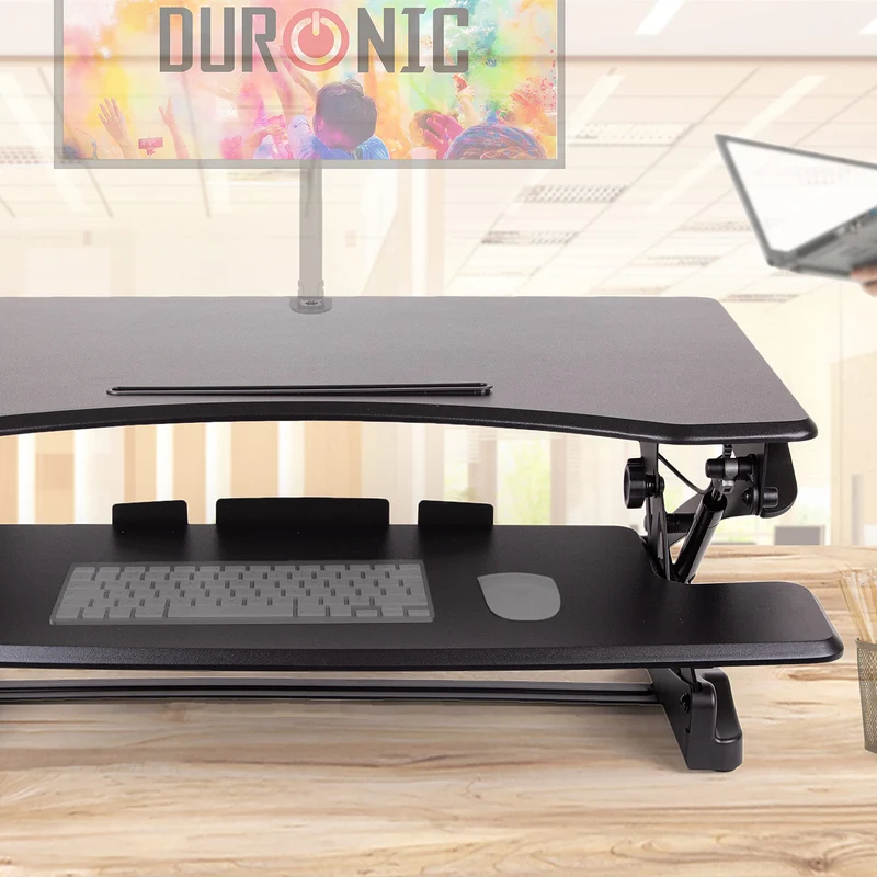 Duronic DM05D23 BK Postazione da Lavoro per Computer  Ampia piattaforma 90 x 57 cm  Altezza regolabile 15 a 59 cm  Scrivania regolabile per Monitor, tastiera, Laptop
