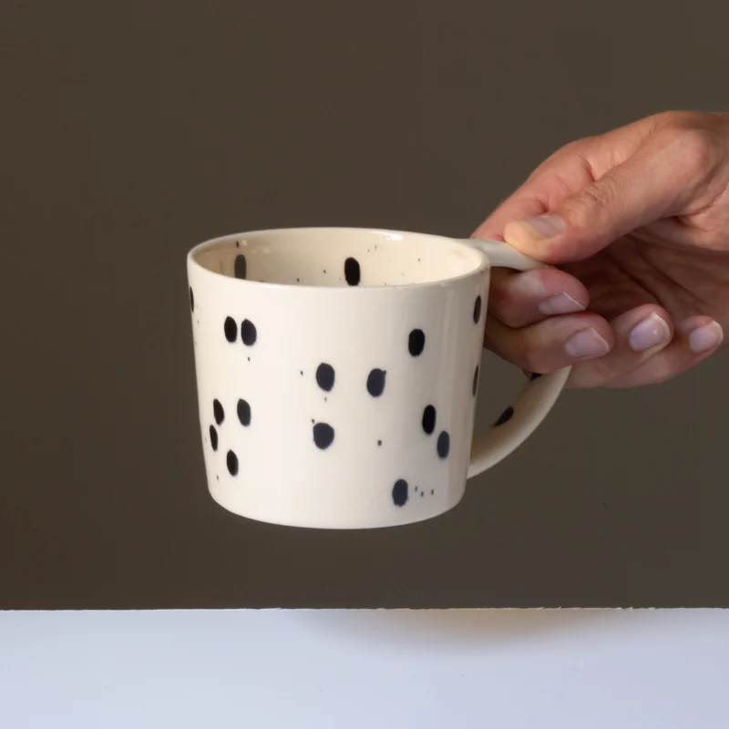 Large tea cup Black Dots