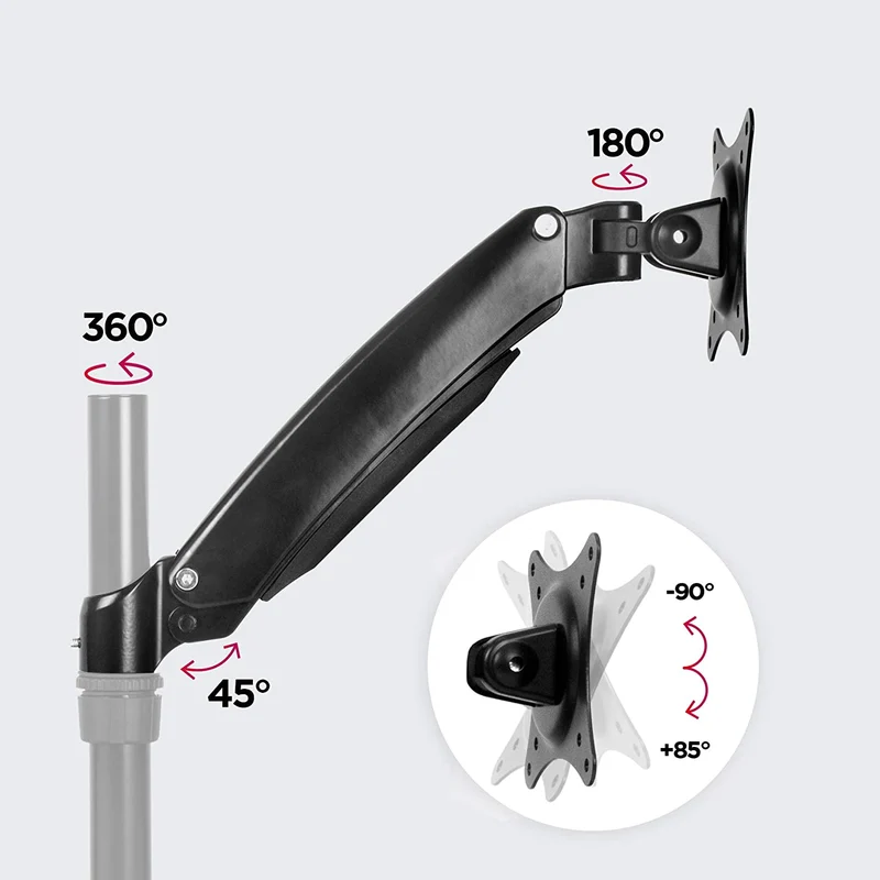 Duronic DML5S1 Braccio completo per supporto monito compatibile con la gamma DM55  Permette laggiunta di un monitor o accessorio con regolazione verticale