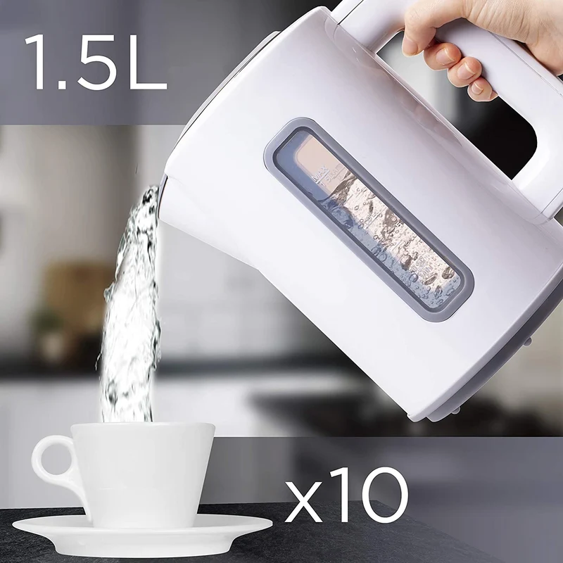 Duronic EK30 WE Bollitore acqua elettrico 2200W | Capacità 1,5 L | Temperatura regolabile da 40°C a 100°C | Spegnimento automatico | Funzione mantenimento temperatura | Per Acqua Tè Caffè | Bianco