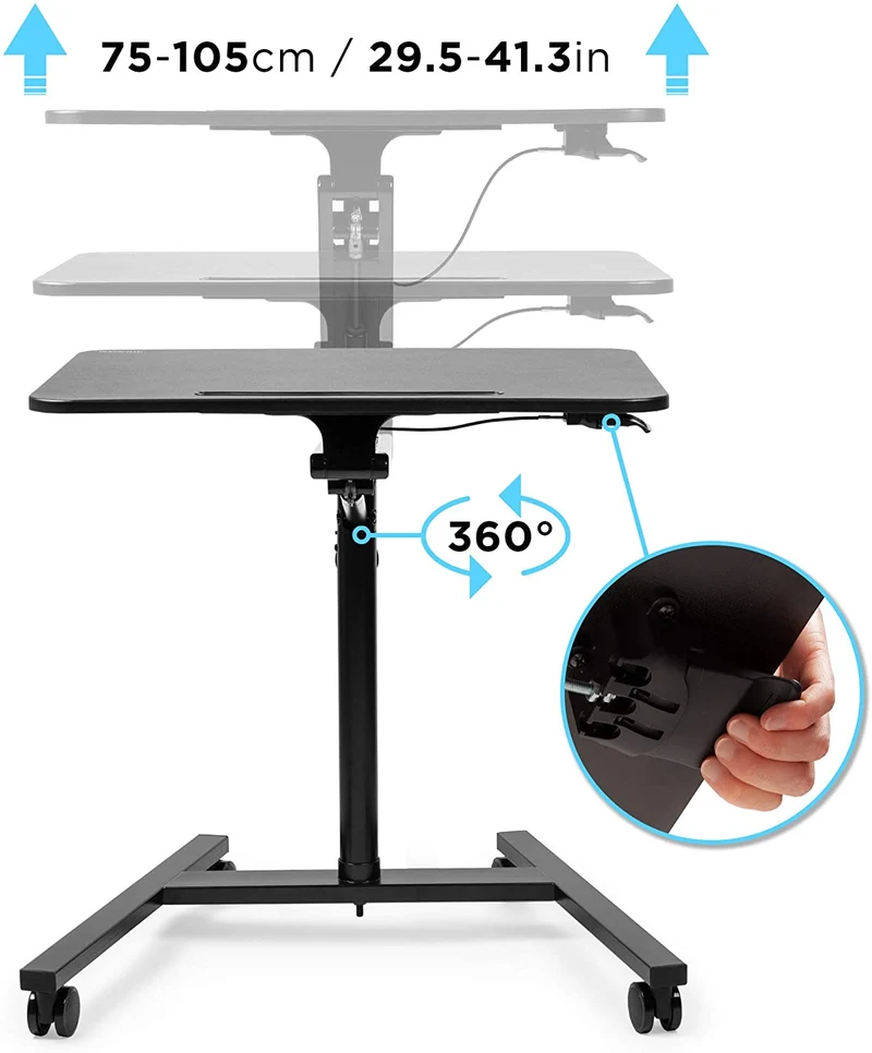 Duronic WPS37 Supporto per proiettore - Tavolo videoproiettore - Supporto mobile per laptop, PC portatile - Altezza regolabile - Carrello mobile con ruote - Ideale per presentazioni