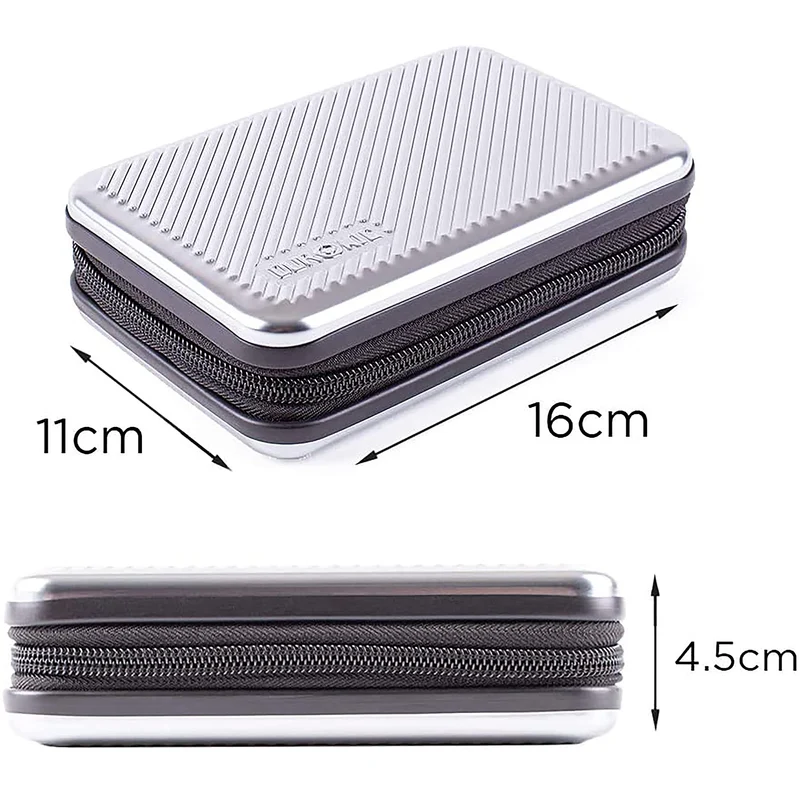 Duronic HDC3 SR Custodia rigida protettiva per disco rigido GPS carica batteria portatile | Borsa per dischi rigidi esterni 11 x 16 cm | Argento | Alluminio antiurto | Leggero e Compatto