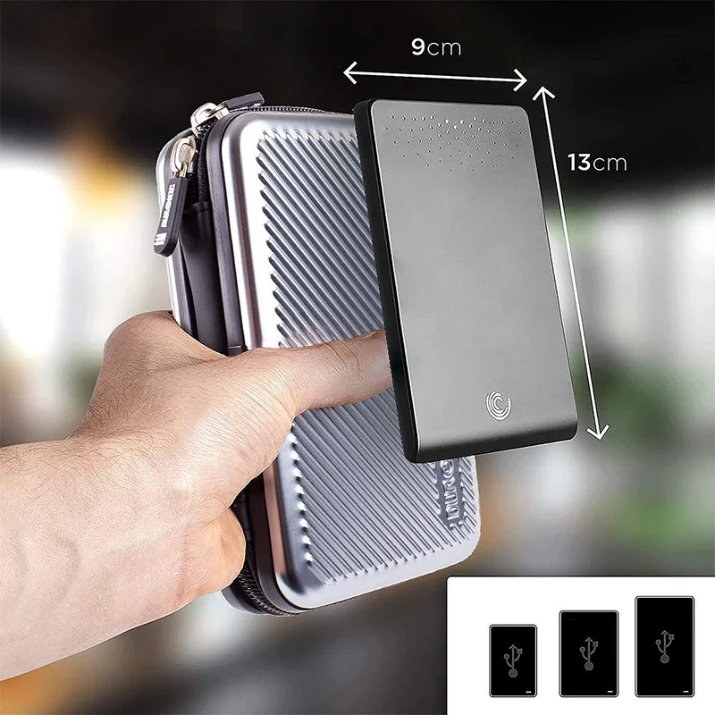 Duronic HDC3 SR Custodia rigida protettiva per disco rigido GPS carica batteria portatile | Borsa per dischi rigidi esterni 11 x 16 cm | Argento | Alluminio antiurto | Leggero e Compatto