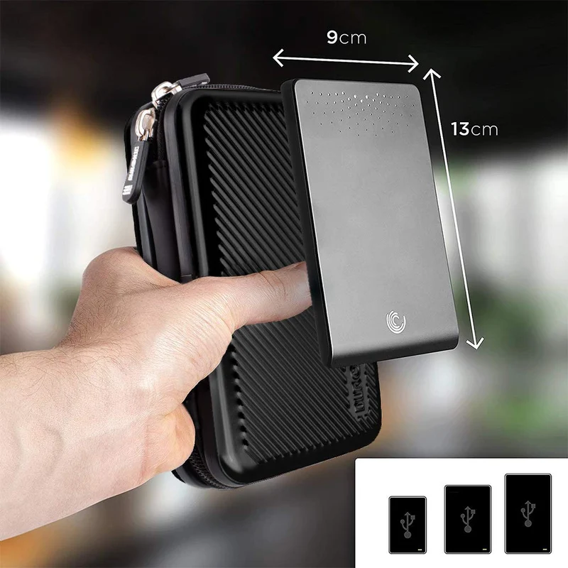 Duronic HDC3 BK Custodia rigida protettiva per disco rigido GPS carica batteria portatile | Borsa per dischi rigidi esterni 11 x 16 cm | nero | Alluminio antiurto | Leggero e Compatto