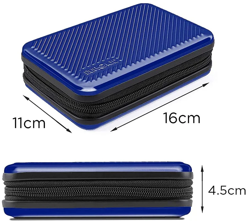 Duronic HDC3 BE Custodia rigida protettiva per disco rigido GPS carica batteria portatile | Borsa per dischi rigidi esterni 11 x 16 cm | Blu | Alluminio antiurto | Leggero e Compatto
