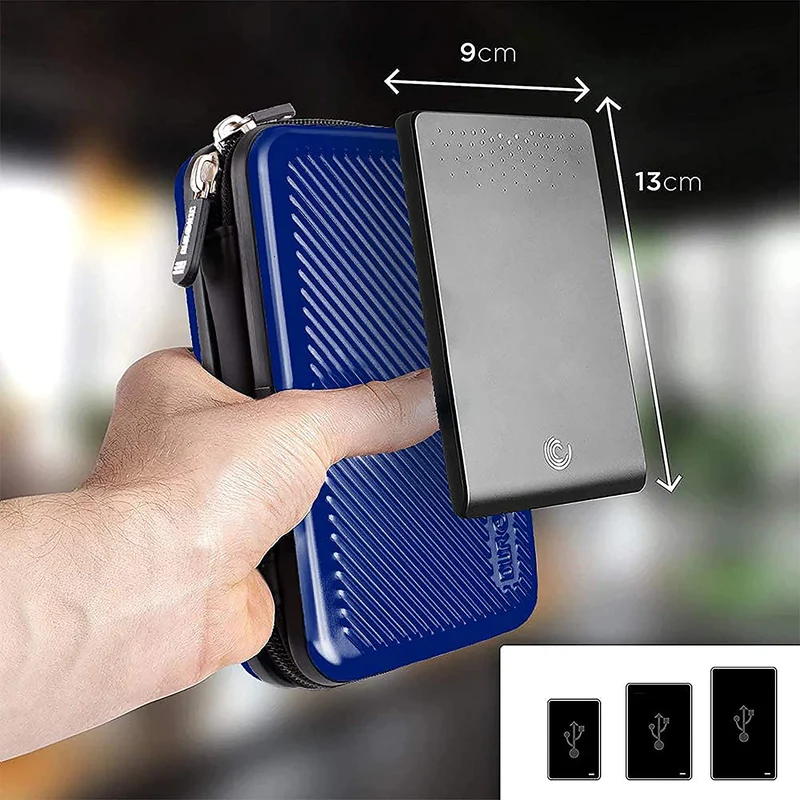 Duronic HDC3 BE Custodia rigida protettiva per disco rigido GPS carica batteria portatile | Borsa per dischi rigidi esterni 11 x 16 cm | Blu | Alluminio antiurto | Leggero e Compatto