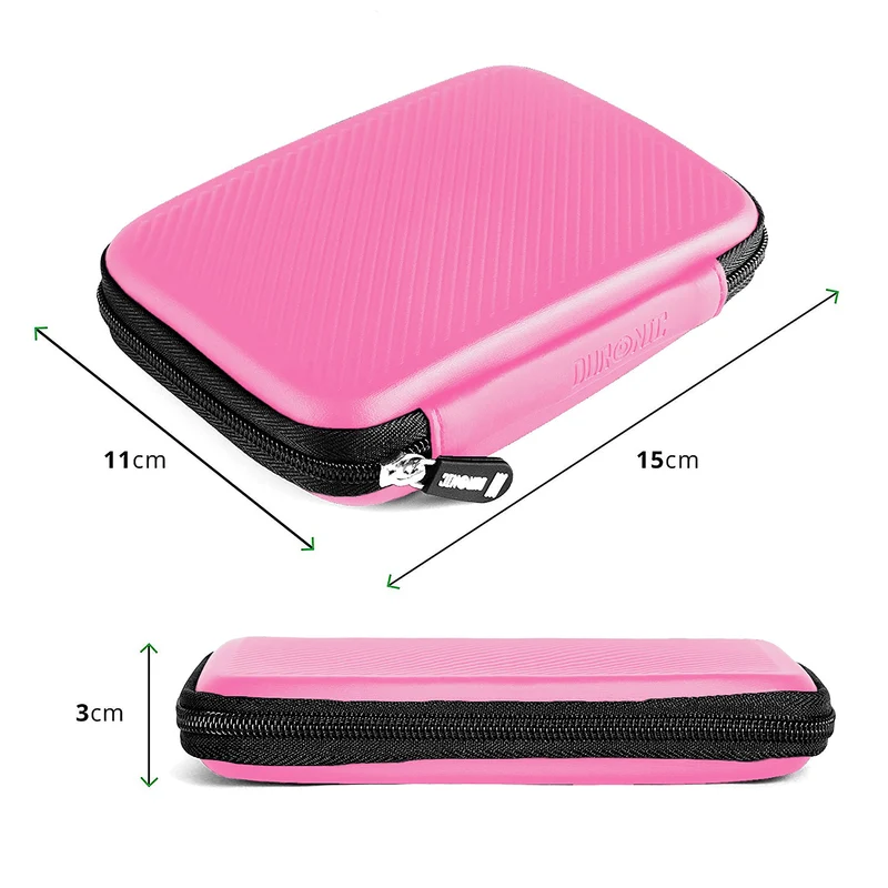 Duronic HDC2 PK Custodia per Hard Disk esterno, Compatibile con tutti i hard disk, Custodia portatile con scomparto per cavo renitente e leggero, Borsa protettiva antiurto, Rosa