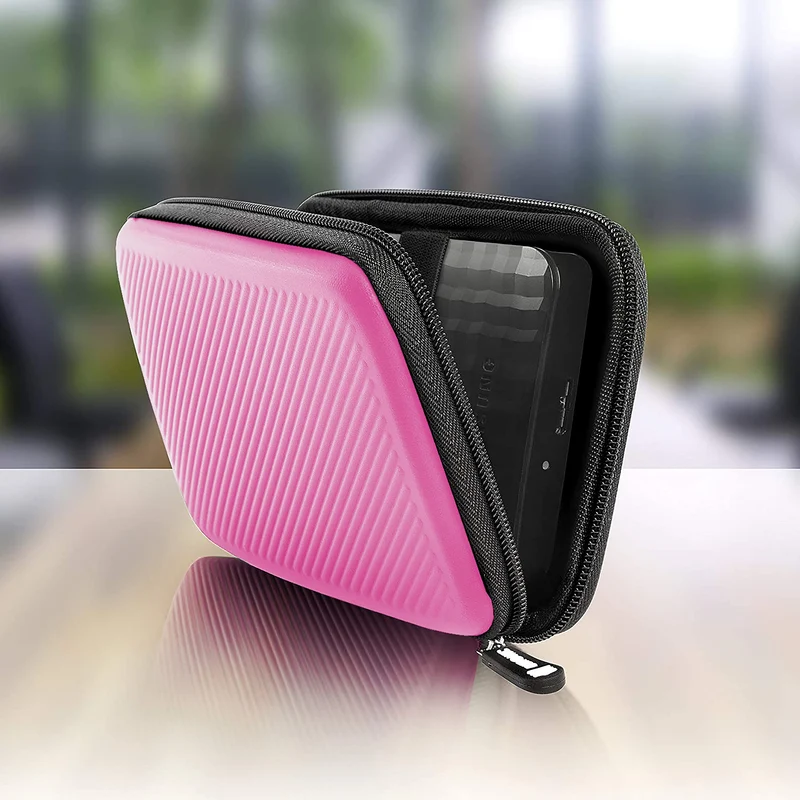Duronic HDC2 PK Custodia per Hard Disk esterno, Compatibile con tutti i hard disk, Custodia portatile con scomparto per cavo renitente e leggero, Borsa protettiva antiurto, Rosa