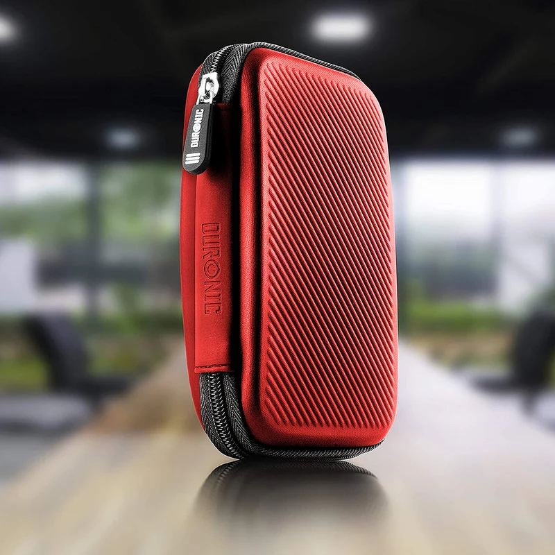 Duronic HDC2 RD Custodia per Hard Disk esterno, Compatibile con tutti i hard disk, Custodia portatile con scomparto per cavo renitente e leggero, Borsa protettiva antiurto, Rosso