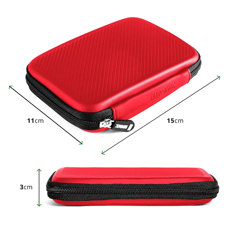 Duronic HDC2 RD Custodia per Hard Disk esterno, Compatibile con tutti i hard disk, Custodia portatile con scomparto per cavo renitente e leggero, Borsa protettiva antiurto, Rosso