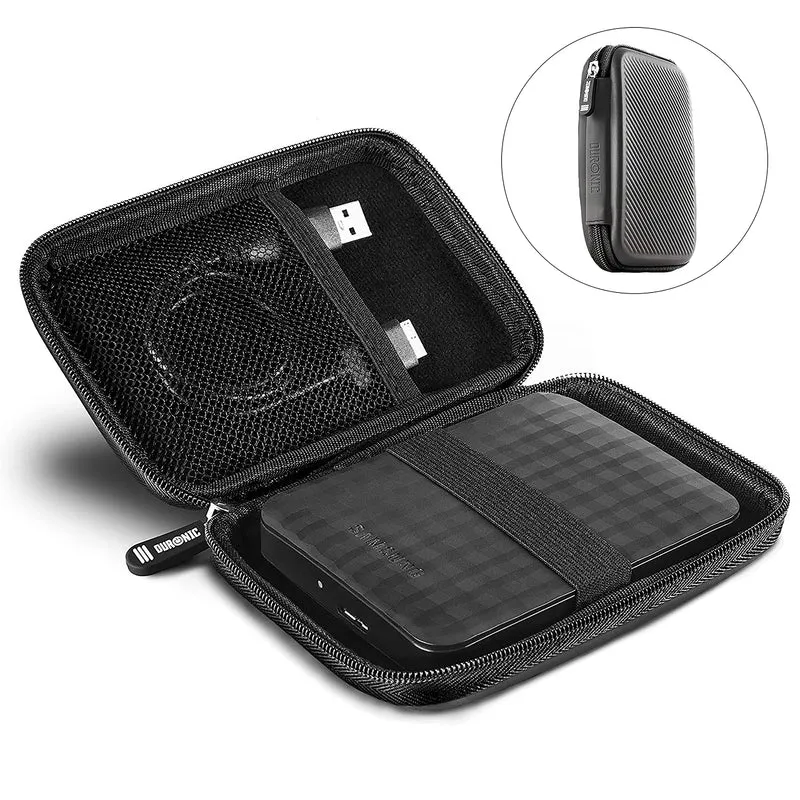 Duronic HDC2 GY Custodia per Hard Disk esterno, Compatibile con tutti i hard disk, Custodia portatile con scomparto per cavo renitente e leggero, Borsa protettiva antiurto, Grigio