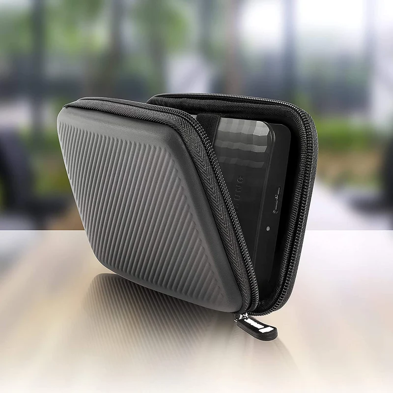 Duronic HDC2 GY Custodia per Hard Disk esterno, Compatibile con tutti i hard disk, Custodia portatile con scomparto per cavo renitente e leggero, Borsa protettiva antiurto, Grigio